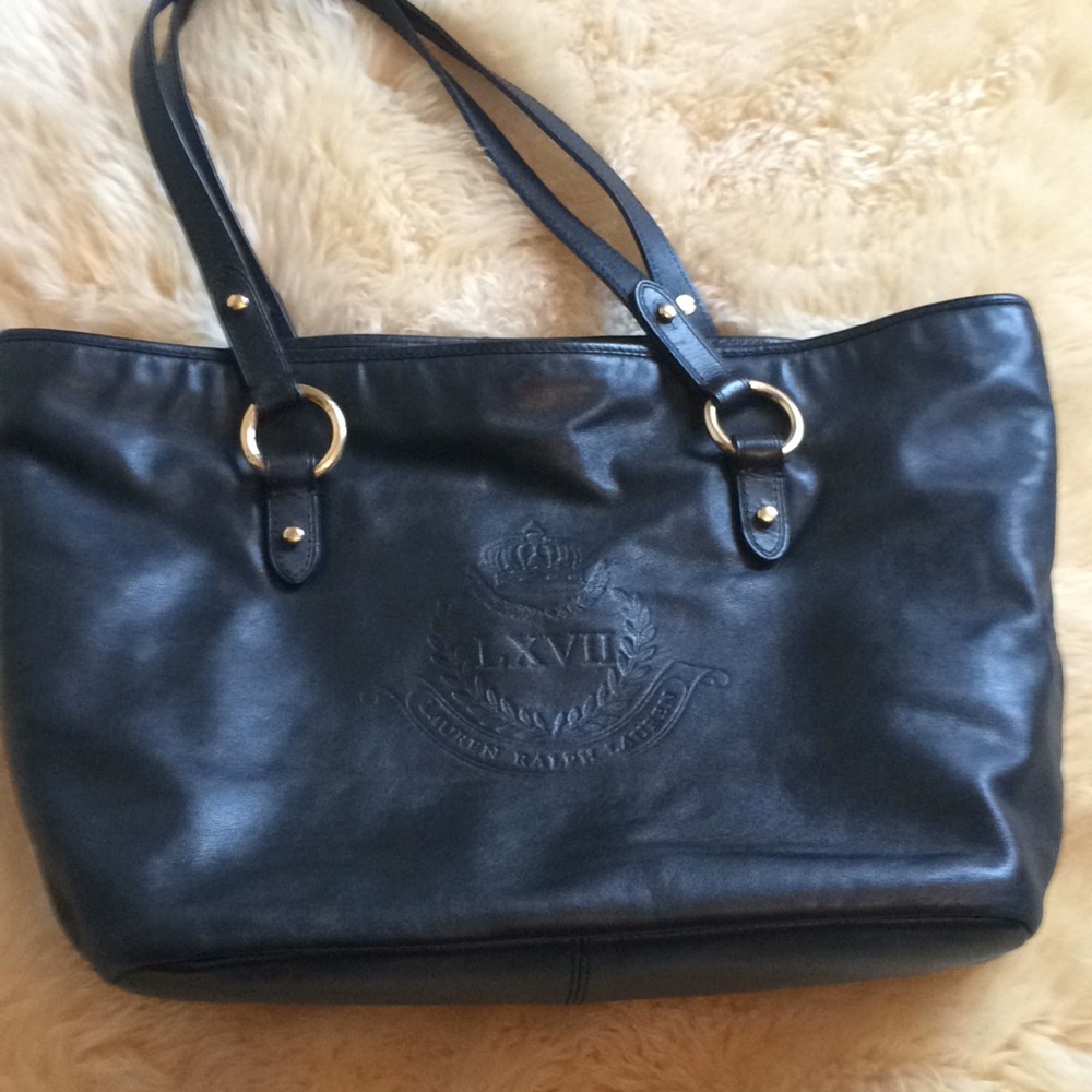 Lauren Ralph Lauren crested imbossed leather tote